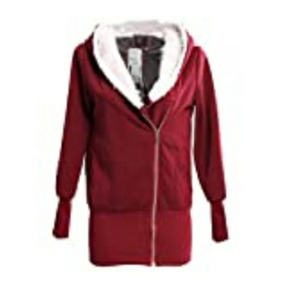 NWT Finejo zip up fur hooded Christmas hoodie Lg - Picture 1 of 8
